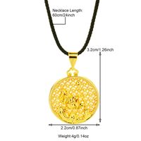 Casual Flower Gourd Dragon Rope Copper Hollow Out 24K Gold Plated Men's Pendant Necklace sku image 4