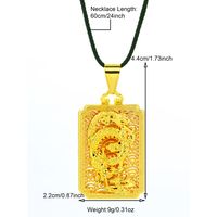 Casual Flower Gourd Dragon Rope Copper Hollow Out 24K Gold Plated Men's Pendant Necklace main image 3