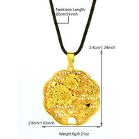 Casual Flower Gourd Dragon Rope Copper Hollow Out 24K Gold Plated Men's Pendant Necklace sku image 3