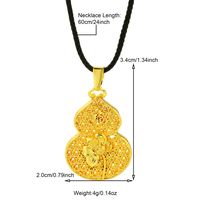 Casual Flower Gourd Dragon Rope Copper Hollow Out 24K Gold Plated Men's Pendant Necklace sku image 1