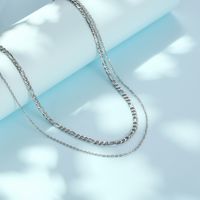 304 Stainless Steel 18K Gold Plated Simple Style Classic Style Plating Chain Double Layer Necklaces main image 1