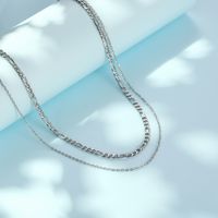 304 Stainless Steel 18K Gold Plated Simple Style Classic Style Plating Chain Double Layer Necklaces main image 6