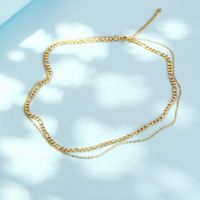 304 Stainless Steel 18K Gold Plated Simple Style Classic Style Plating Chain Double Layer Necklaces main image 4
