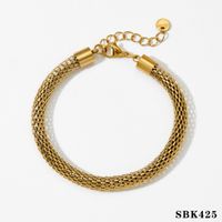 304 Stainless Steel 16K Gold Plated White Gold Plated Gold Plated Casual Vacation Solid Color Bracelets Necklace sku image 1