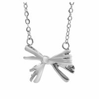 304 Stainless Steel 18K Gold Plated Simple Style Classic Style Plating Bow Knot Pendant Necklace sku image 1