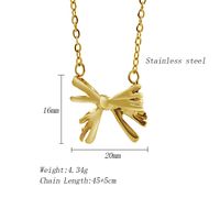 304 Stainless Steel 18K Gold Plated Simple Style Classic Style Plating Bow Knot Pendant Necklace main image 2