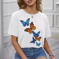 Women's T-shirt Short Sleeve T-Shirts Vacation Butterfly sku image 2