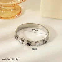 304 Stainless Steel 18K Gold Plated Vintage Style Simple Style Enamel Flower Petal Bangle main image 2