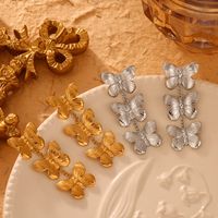 1 Pair Casual Sweet Simple Style Flower Petal Butterfly Inlay 304 Stainless Steel Pearl 18K Gold Plated Drop Earrings main image 9