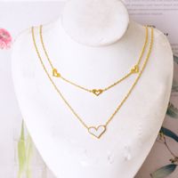 Titanium Steel Sweet Plating Inlay Heart Shape Butterfly Shell Double Layer Necklaces sku image 1