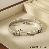 304 Stainless Steel 18K Gold Plated Vintage Style Simple Style Commute Inlay Solid Color Zircon Bangle main image 2