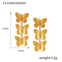 1 Pair Casual Sweet Simple Style Flower Petal Butterfly Inlay 304 Stainless Steel Pearl 18K Gold Plated Drop Earrings sku image 7