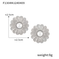 1 Pair Casual Sweet Simple Style Flower Petal Butterfly Inlay 304 Stainless Steel Pearl 18K Gold Plated Drop Earrings sku image 4