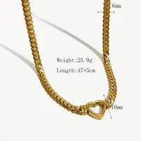 Edelstahl 304 18 Karat Vergoldet Klassischer Stil Strassenmode Aushöhlen Herzform Halskette main image 2
