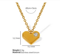 Titanium Steel 18K Gold Plated Basic Retro Classic Style Inlay Geometric Water Droplets Heart Shape Zircon Pendant Necklace main image 2