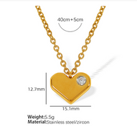 Titanium Steel 18K Gold Plated Basic Retro Classic Style Inlay Geometric Water Droplets Heart Shape Zircon Pendant Necklace main image 3