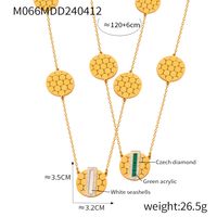 304 Stainless Steel Elegant French Style Simple Style Hollow Out Inlay Hexagon Round Rectangle Acrylic Rhinestones Shell Sweater Chain Long Necklace main image 3