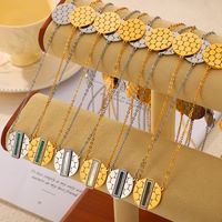 304 Stainless Steel Elegant French Style Simple Style Hollow Out Inlay Hexagon Round Rectangle Acrylic Rhinestones Shell Sweater Chain Long Necklace main image 1