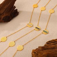 304 Stainless Steel Elegant French Style Simple Style Hollow Out Inlay Hexagon Round Rectangle Acrylic Rhinestones Shell Sweater Chain Long Necklace main image 9