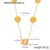 304 Stainless Steel Elegant French Style Simple Style Hollow Out Inlay Hexagon Round Rectangle Acrylic Rhinestones Shell Sweater Chain Long Necklace sku image 4
