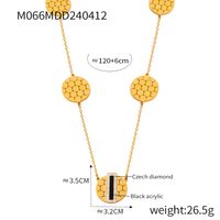 304 Stainless Steel Elegant French Style Simple Style Hollow Out Inlay Hexagon Round Rectangle Acrylic Rhinestones Shell Sweater Chain Long Necklace sku image 5