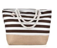 Women's Large Canvas Stripe Basic Square Zipper Canvas Bag sku image 12