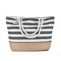 Women's Large Canvas Stripe Basic Square Zipper Canvas Bag sku image 11