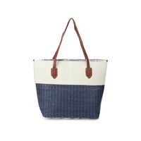 Women's Large Canvas Stripe Basic Square Zipper Canvas Bag sku image 17