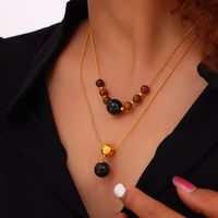304 Stainless Steel Amazonite Agate 18K Gold Plated Casual Simple Style Commute Beaded Plating Round Oval Pendant Necklace Necklace main image 9