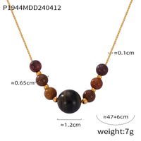 304 Stainless Steel Amazonite Agate 18K Gold Plated Casual Simple Style Commute Beaded Plating Round Oval Pendant Necklace Necklace main image 2