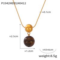 304 Stainless Steel Amazonite Agate 18K Gold Plated Casual Simple Style Commute Beaded Plating Round Oval Pendant Necklace Necklace main image 3