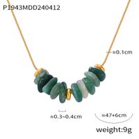 304 Stainless Steel Amazonite Agate 18K Gold Plated Casual Simple Style Commute Beaded Plating Round Oval Pendant Necklace Necklace main image 4