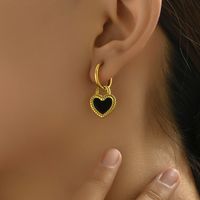 201 Stainless Steel 304 Stainless Steel 18K Gold Plated Simple Style Plating Inlay Heart Shape Rhinestones Jewelry Set main image 5