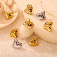 304 Stainless Steel 18K Gold Plated Elegant Simple Style Plating Inlay Heart Shape Rhinestones Earrings Necklace main image 8