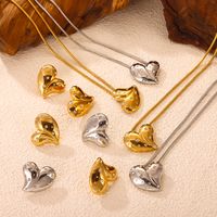304 Stainless Steel 18K Gold Plated Elegant Simple Style Plating Inlay Heart Shape Rhinestones Earrings Necklace main image 6