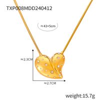 304 Stainless Steel 18K Gold Plated Elegant Simple Style Plating Inlay Heart Shape Rhinestones Earrings Necklace sku image 3