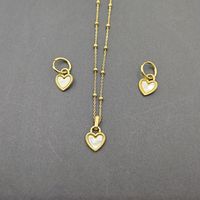 201 Stainless Steel 304 Stainless Steel 18K Gold Plated Simple Style Plating Inlay Heart Shape Rhinestones Jewelry Set sku image 1