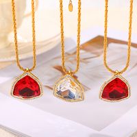 304 Stainless Steel 18K Gold Plated Casual Elegant Simple Style Plating Inlay Triangle Rhinestones Glass Zircon Bracelets Necklace main image 7