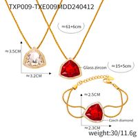 304 Stainless Steel 18K Gold Plated Casual Elegant Simple Style Plating Inlay Triangle Rhinestones Glass Zircon Bracelets Necklace main image 2