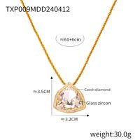 304 Stainless Steel 18K Gold Plated Casual Elegant Simple Style Plating Inlay Triangle Rhinestones Glass Zircon Bracelets Necklace sku image 3