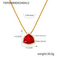 304 Stainless Steel 18K Gold Plated Casual Elegant Simple Style Plating Inlay Triangle Rhinestones Glass Zircon Bracelets Necklace sku image 4