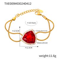 304 Stainless Steel 18K Gold Plated Casual Elegant Simple Style Plating Inlay Triangle Rhinestones Glass Zircon Bracelets Necklace sku image 2