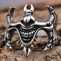 Hip-Hop Streetwear Mask 304 Stainless Steel Carving Men's Rings main image 7