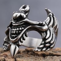 Hip-Hop Streetwear Mask 304 Stainless Steel Carving Men's Rings main image 5