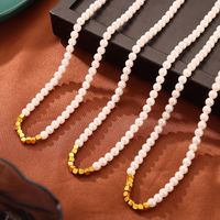 Wholesale Jewelry Casual Elegant Round 304 Stainless Steel Artificial Pearl 18K Gold Plated Beaded Plating Necklace main image 3