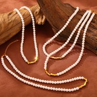Wholesale Jewelry Casual Elegant Round 304 Stainless Steel Artificial Pearl 18K Gold Plated Beaded Plating Necklace main image 7