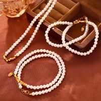 Wholesale Jewelry Casual Elegant Round 304 Stainless Steel Artificial Pearl 18K Gold Plated Beaded Plating Necklace main image 6