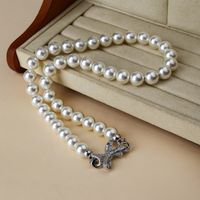 Wholesale Jewelry Elegant Glam Bow Knot Artificial Pearl Copper Zircon Inlay Necklace main image 6