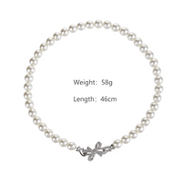 Großhandel Schmuck Elegant Glam Bogenknoten Künstliche Perle Kupfer Zirkon Inlay Halskette main image 2
