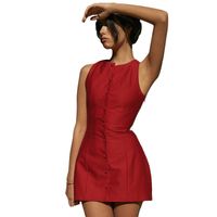 Women's Sheath Dress Streetwear Round Neck Sleeveless Solid Color Above Knee Holiday Daily main image 2